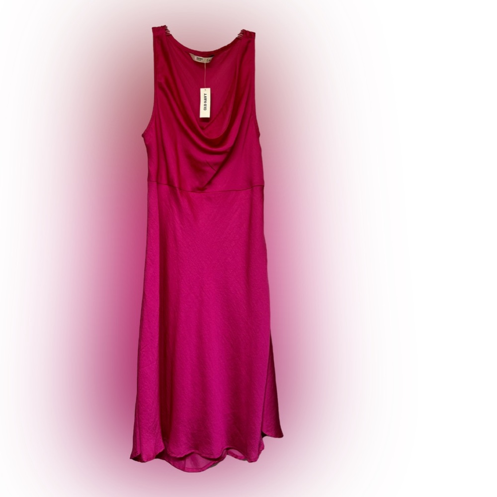 NWT Fuschia Satin Old Navy Dress. Size 12.